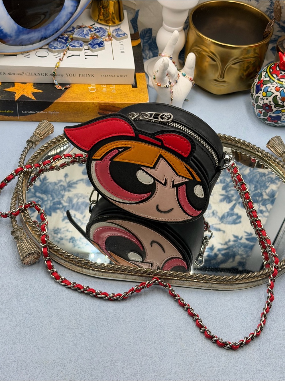 🆕 JELLY BUNNY 🧿 NWOT x POWERPUFF GIRLS Blossom Crossbody Bag, Red & Black - Picture 9 of 14